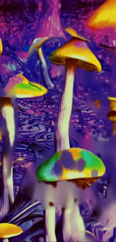 Vibrant fantasy mushroom wallpaper with surreal colors.