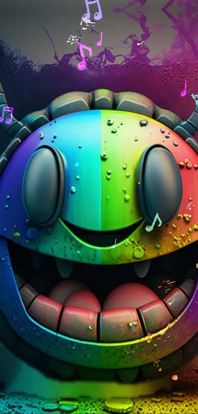 Colorful monster with music notes wallpaper.