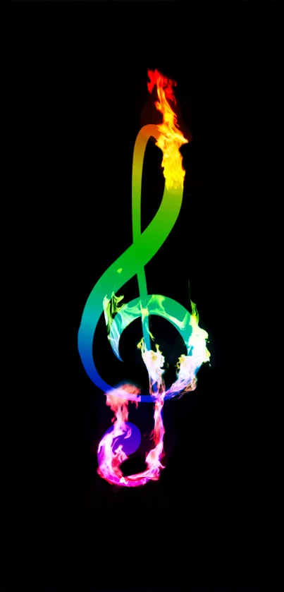 Colorful musical note on black background wallpaper.