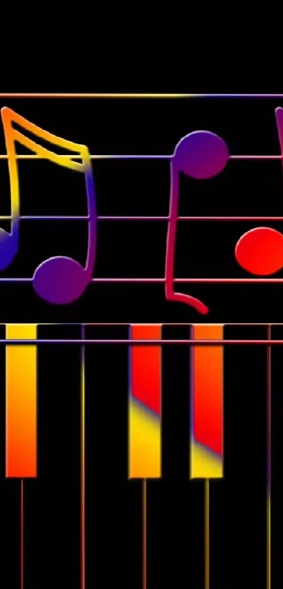 Vibrant musical wallpaper with colorful notes.