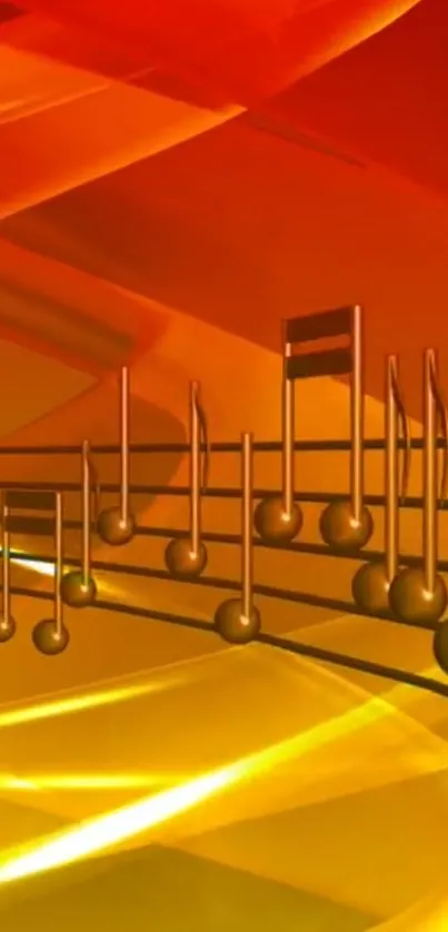 Vibrant orange wallpaper with musical notes