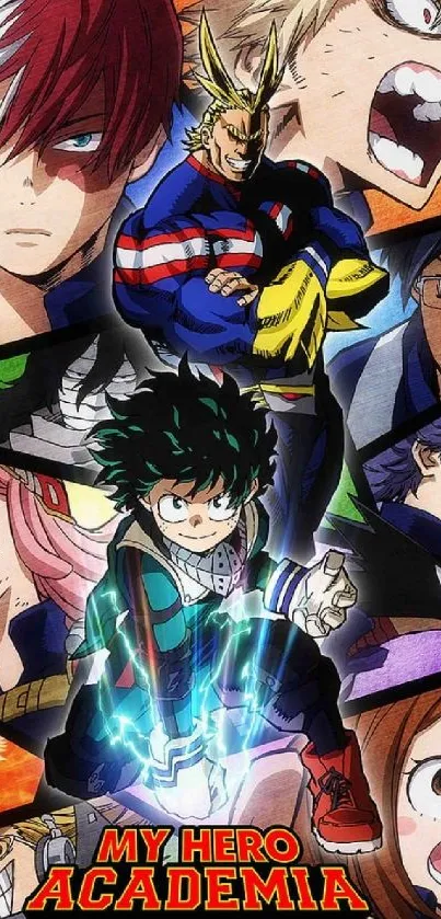 Dynamic My Hero Academia wallpaper featuring vibrant anime characters.