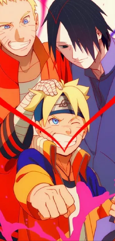 Vibrant Naruto anime wallpaper with action trio.