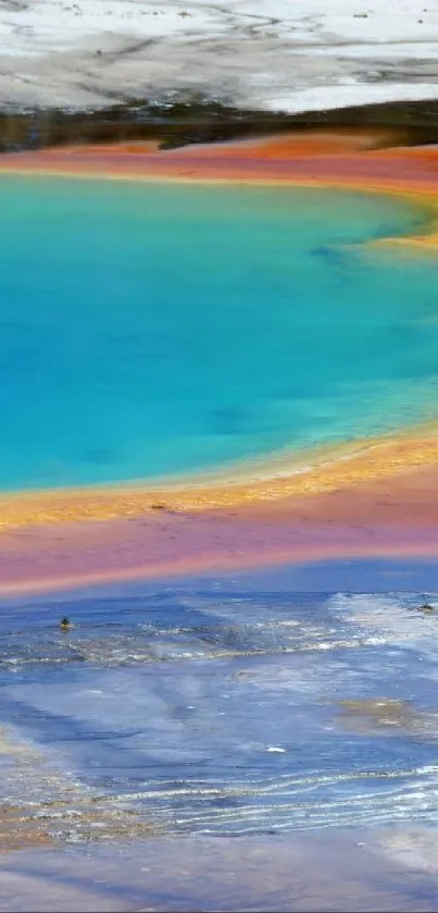 Colorful abstract nature-inspired wallpaper with vibrant blue and orange hues.