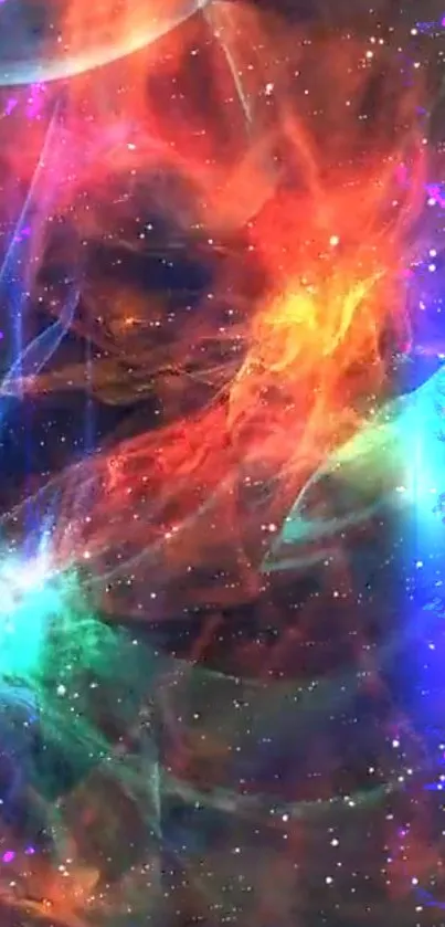 Colorful nebula mobile wallpaper with vibrant space theme.