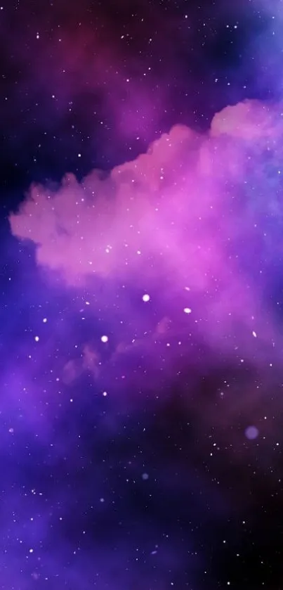 Purple and blue nebula space wallpaper for mobile devices.