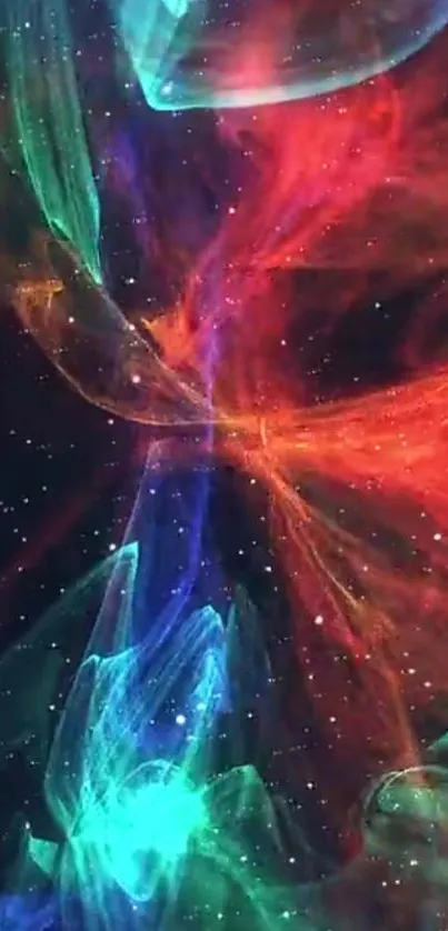 Colorful nebula and stars wallpaper for mobile.