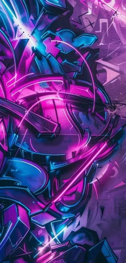 Vibrant neon abstract art with purple and blue hues.