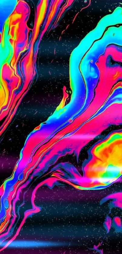 Vibrant neon abstract art mobile wallpaper with swirling colors.