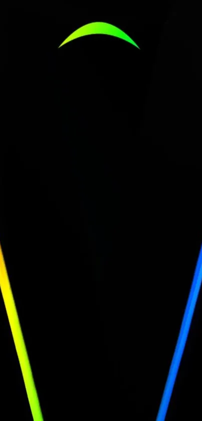 Colorful neon abstract mobile wallpaper with glowing lines on a dark background.