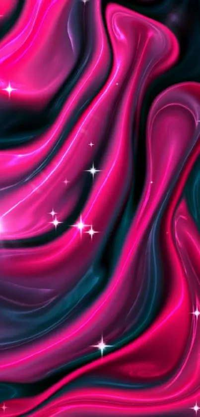 Vibrant neon abstract wallpaper in pink and black hues.