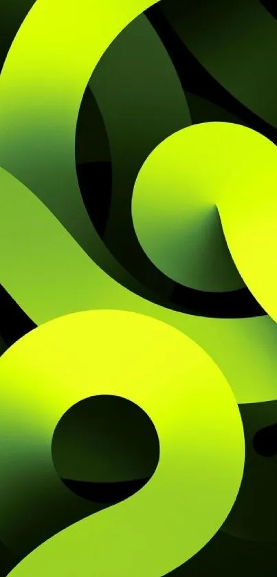 Vibrant neon green abstract wallpaper with bold spiral design.