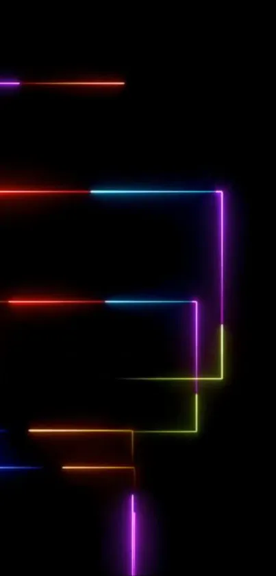 Colorful neon lines on a black background.