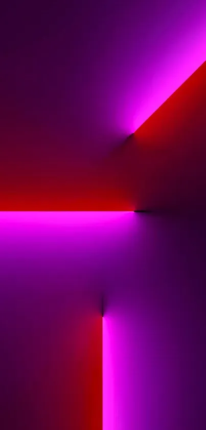 Vibrant neon abstract wallpaper with pink and red glowing lines.