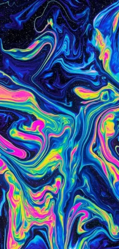 Neon abstract swirls wallpaper with vibrant colors.