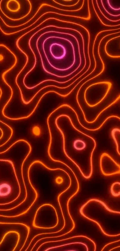 Vibrant neon abstract wallpaper with swirling orange patterns.