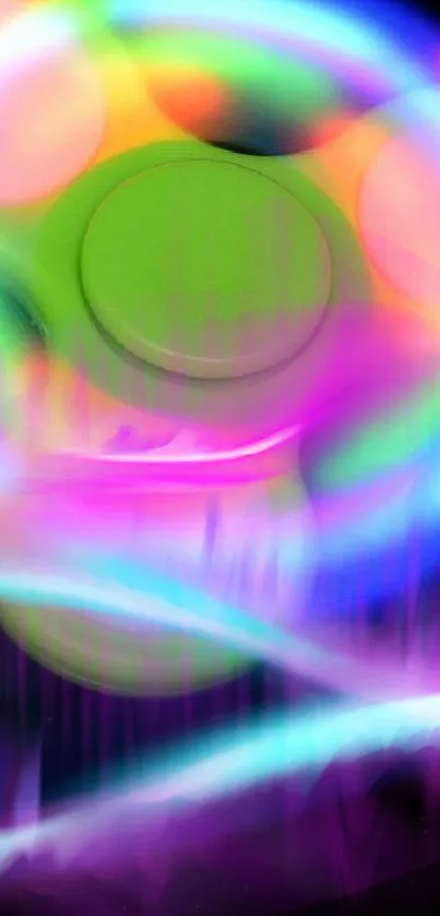 Vibrant neon abstract wallpaper with swirling colors.