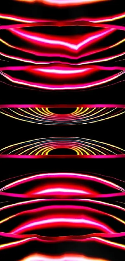 Vibrant neon arcs create a mesmerizing abstract mobile wallpaper.