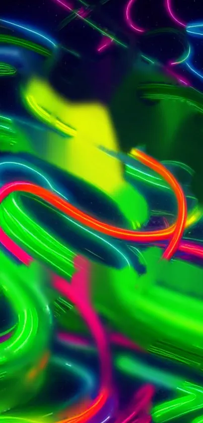 Neon abstract wallpaper with swirling colorful patterns and vibrant hues.