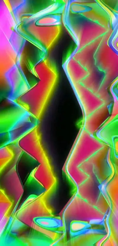 Vibrant abstract wallpaper with neon colors and dynamic patterns.