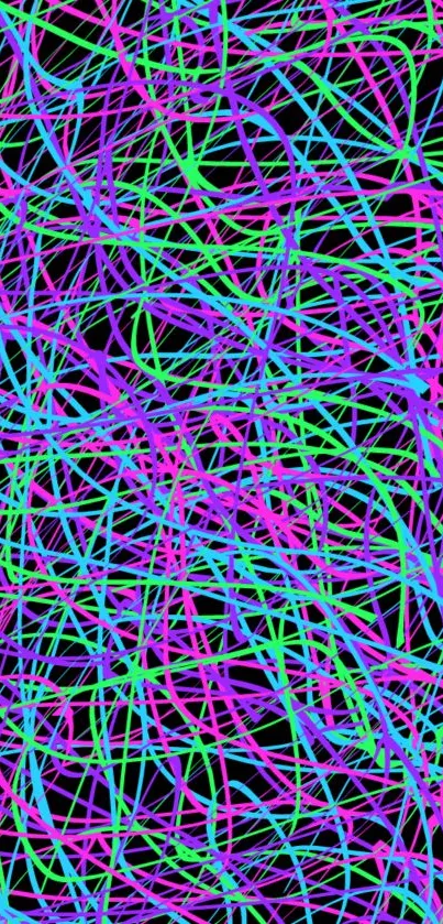 Vibrant neon abstract wallpaper with colorful lines.