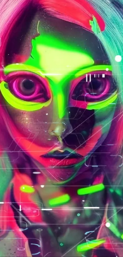 Futuristic neon AI art wallpaper with vibrant colors.