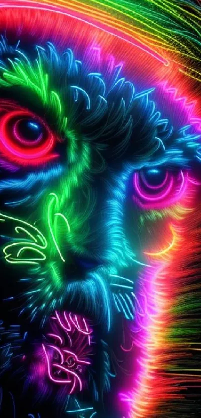 Neon animal wallpaper with vibrant, glowing colors and intricate design.