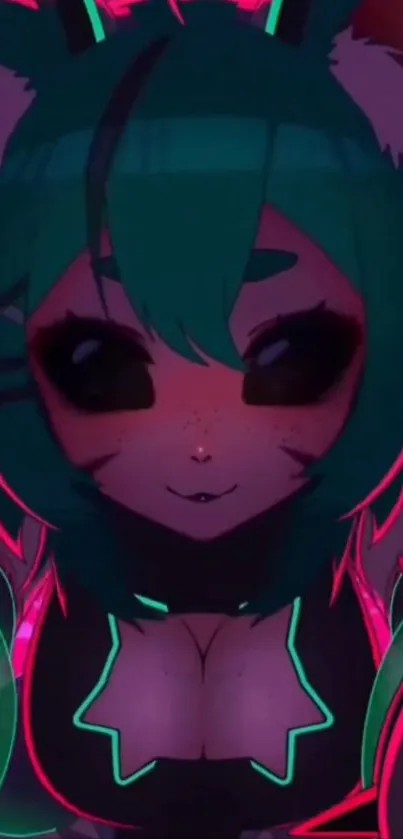 Neon anime character with glowing accents
