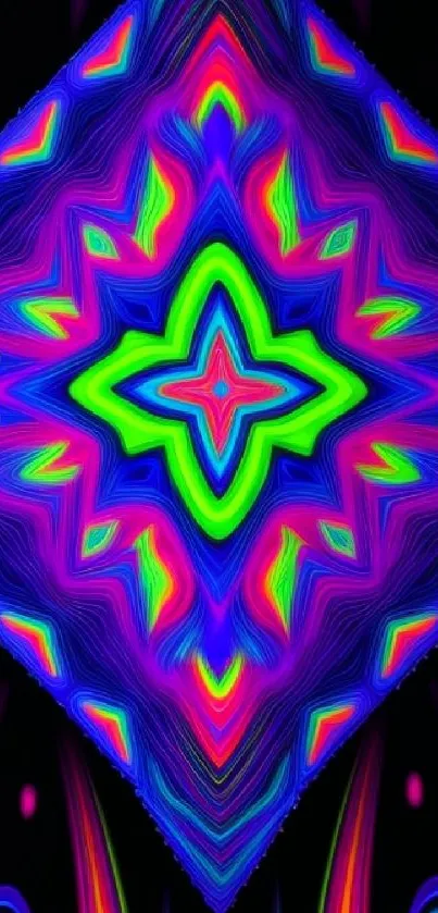 Vibrant neon geometric wallpaper with bold colors.