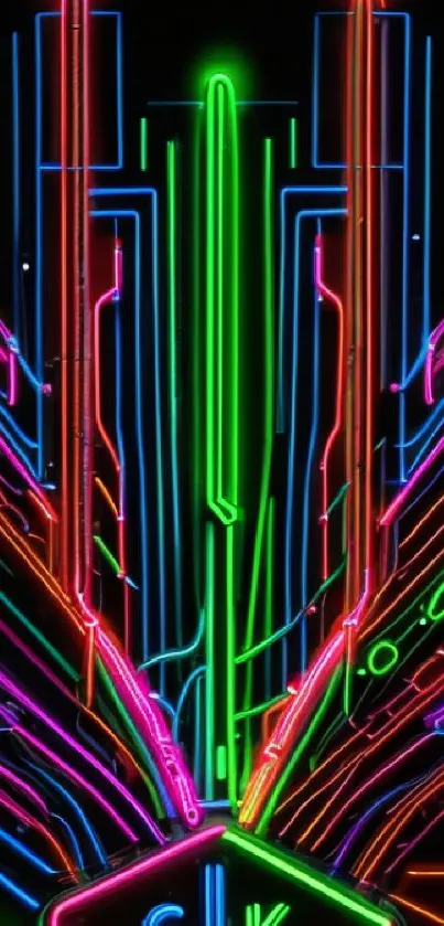 Vibrant neon abstract art mobile wallpaper with bold colors.