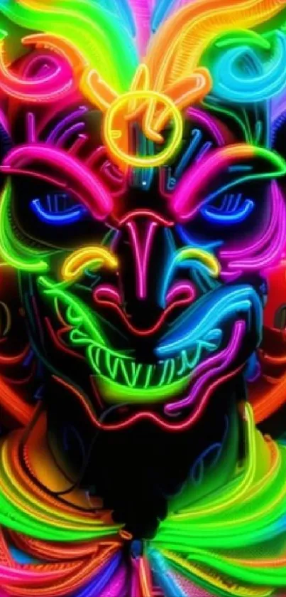 Vibrant neon art wallpaper with intricate patterns and bright colors.