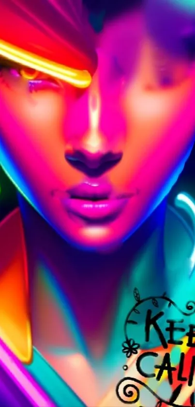 Vibrant neon art wallpaper with colorful and futuristic design.