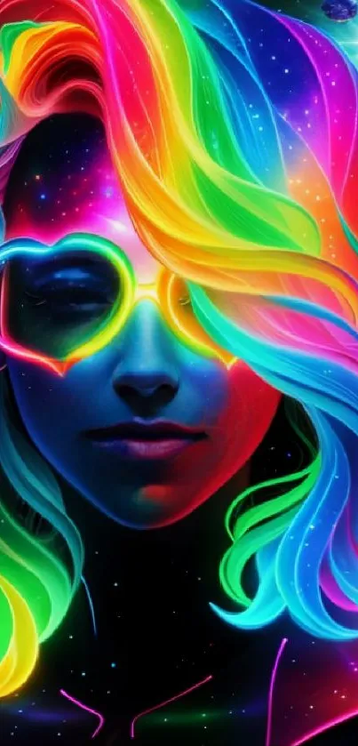 Vibrant neon art wallpaper with colorful futuristic design.