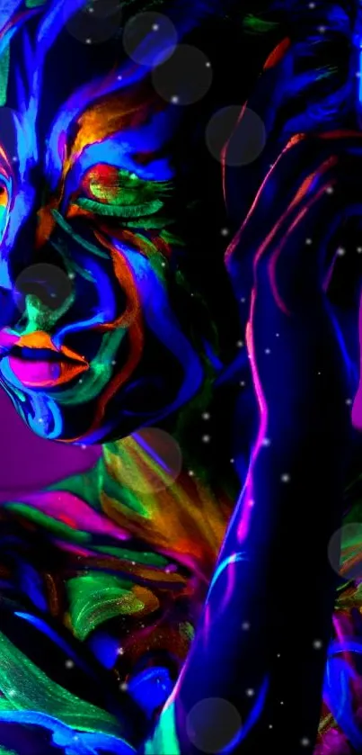 Neon art wallpaper with vibrant body paint in purple hues.