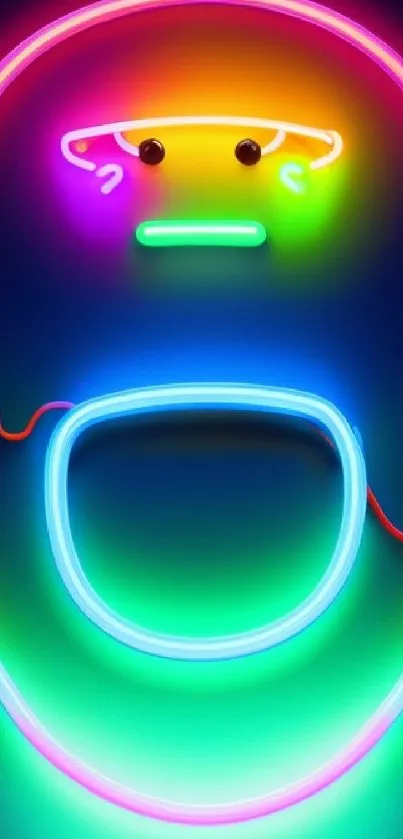 Vibrant neon art wallpaper with glowing headphones.