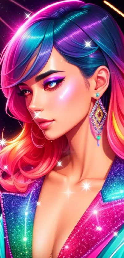 Vibrant neon art wallpaper featuring an artistic colorful design.