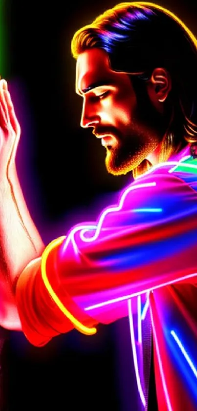 Neon art wallpaper with vibrant colors and creative lighting effects.