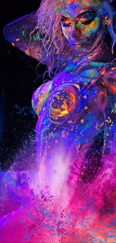 Vibrant neon art wallpaper with glowing abstract design.