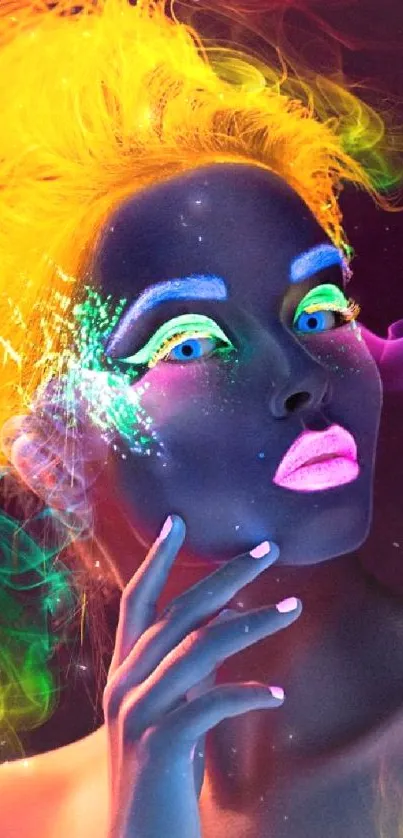 Neon art wallpaper with vibrant colors and glowing effects, creating a striking visual.