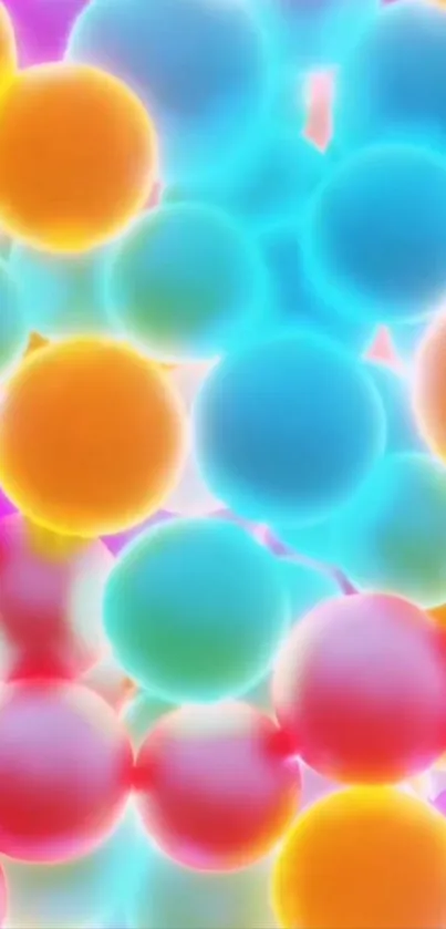 Colorful neon bubbles wallpaper for mobile screen.