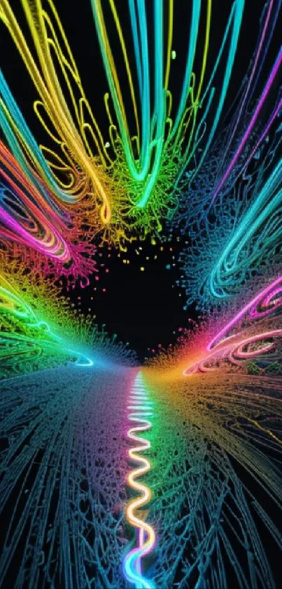 Dynamic neon burst wallpaper with vibrant colors and abstract design.