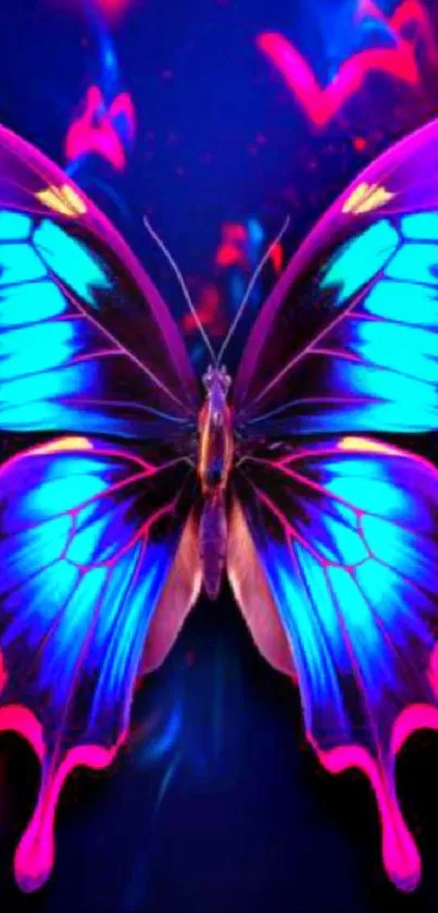 Vibrant neon butterfly art with vivid colors and intricate design.