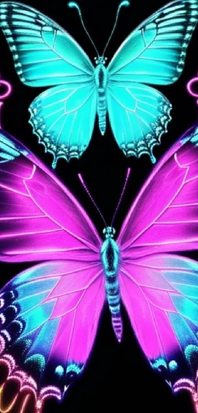 Neon butterfly wallpaper with vibrant colors.