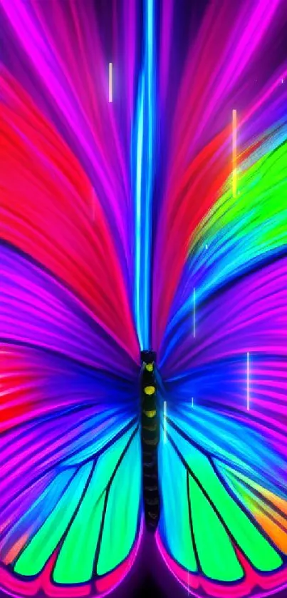 Colorful neon butterfly wallpaper with vibrant gradients.