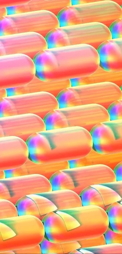 Vibrant neon capsules arranged in a seamless pattern.