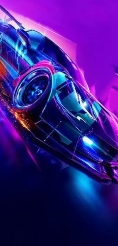 Vibrant neon car art wallpaper with striking colors.