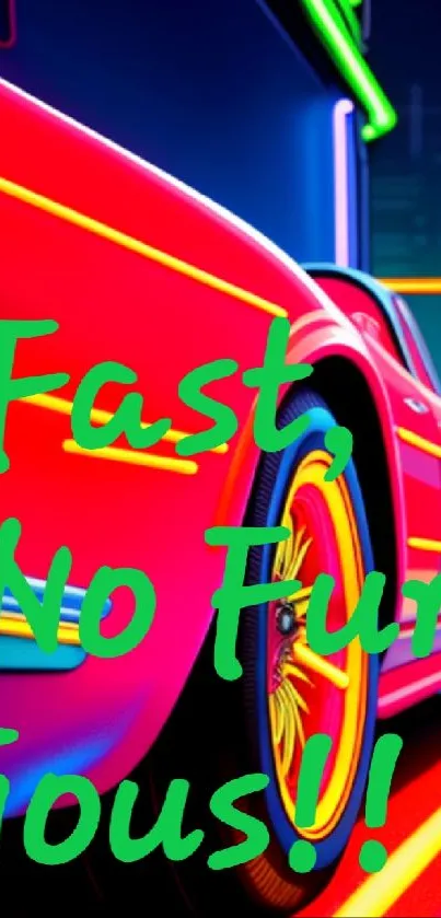Dynamic neon car artwork with vibrant colors in a modern design.