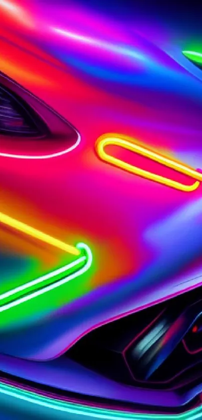 Vibrant neon car art in dynamic colors, perfect for phone wallpapers.