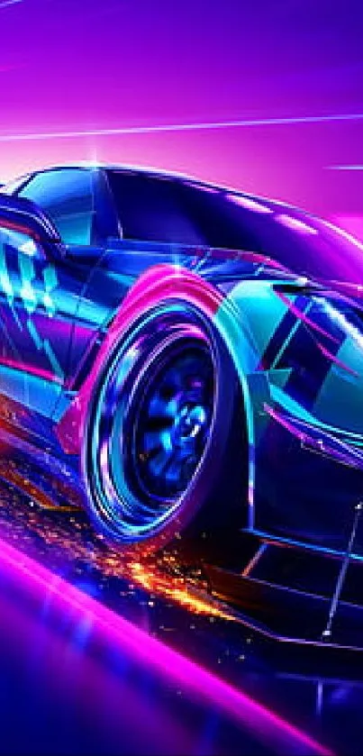 Vivid neon car wallpaper with futuristic design.