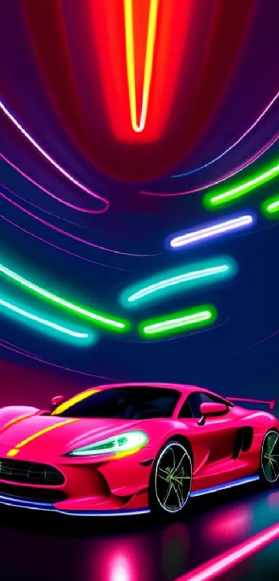 Vibrant neon car wallpaper with dynamic colors and sleek design.